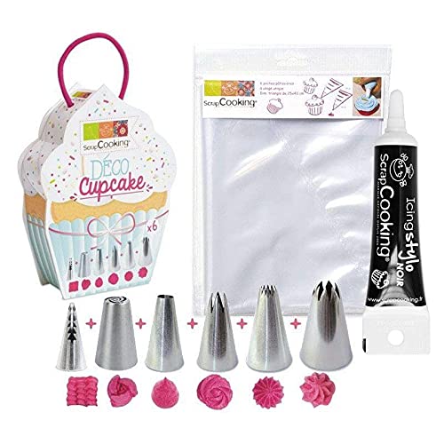 6 douilles et 6 poches à douilles jetables avec stylo glaçage noir pour pâtisserie
