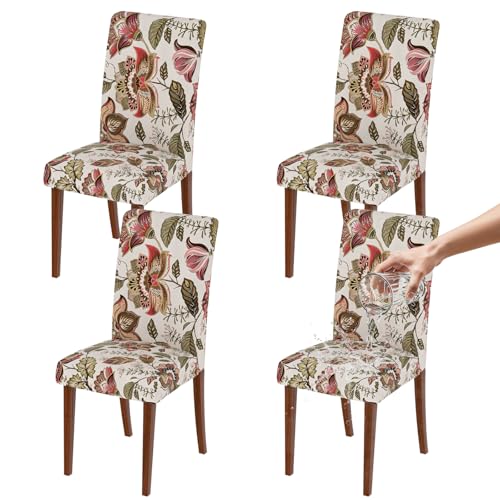 Stretch Waterproof Dining Room Chair Covers, Set of 6 Spandex Kitchen Chair Slipcovers, High Elastic Removable Washable Parson Chair Protector for Hotel, Banquet, Ceremony