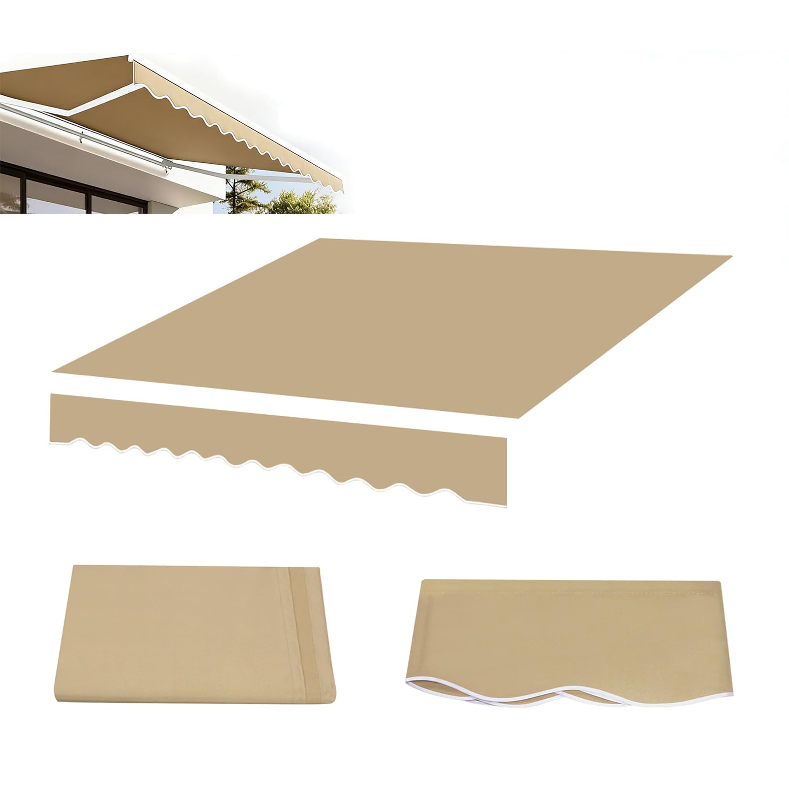 Toile de rechange pour auvent de terrasse kaki protection UV 6x2m
