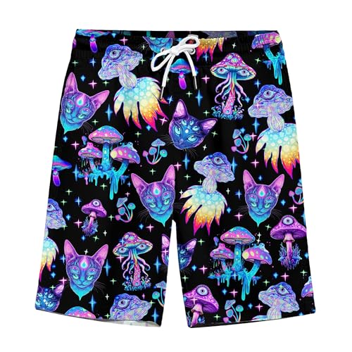 Funny Colorful Vintage Tropical Holiday Hawaiian Shorts for Men Swim Trunks Hawaiian Mens Shorts