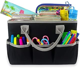 Art Craft Supplies Storage Tote Bag Art Tool Organizer Bag for Artist Kindergarten School Teacher Stationery Organizer Bag Storage Bin Caddy Carrying Case for Drawing Book Notebook Paint Brushes