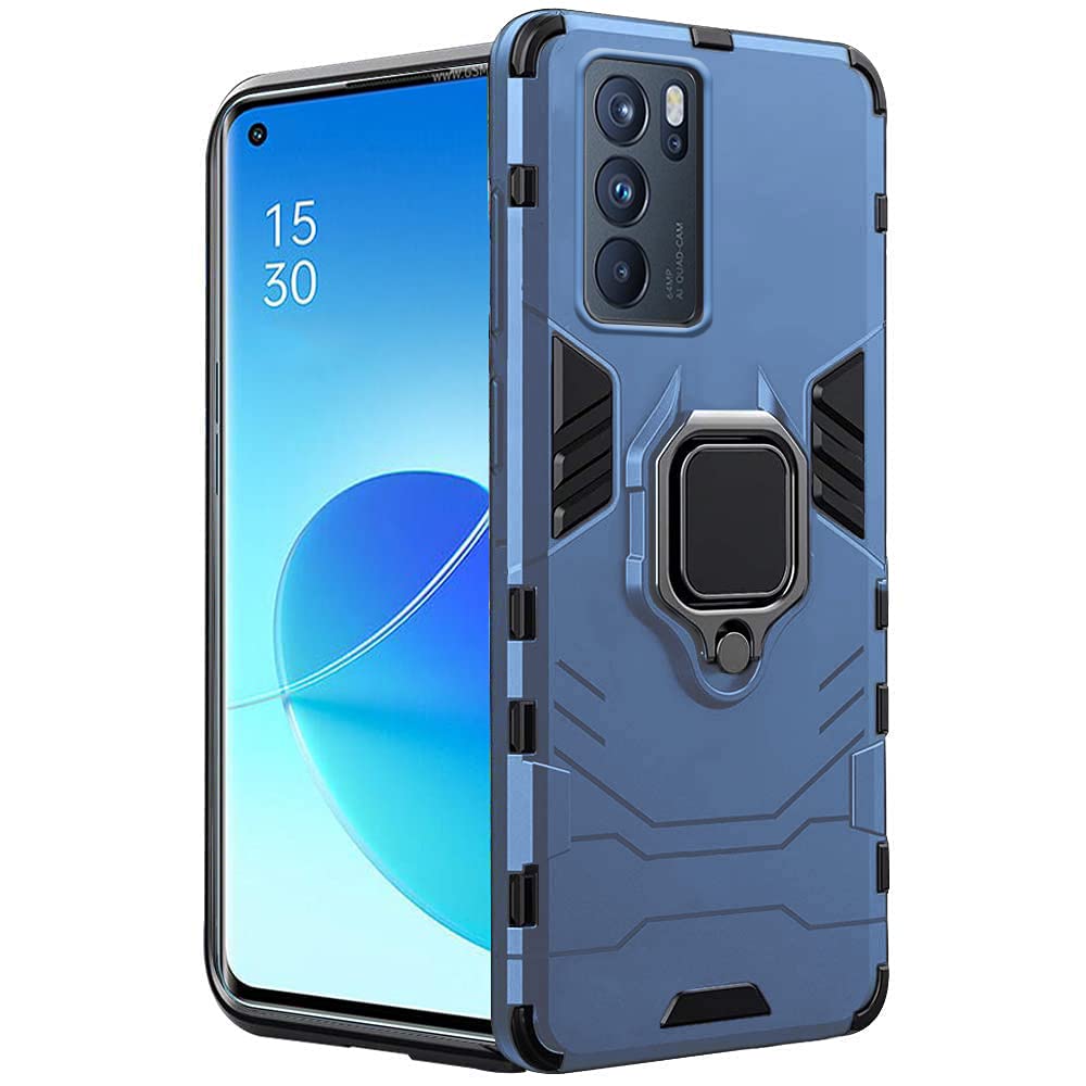 TheGiftKart Tough Armor Oppo Reno 6 Pro 5G Bumper Back Case Cover | Ring Holder & Kickstand in-Built | 360 Degree Protection Back Case Cover for Oppo Reno 6 Pro 5G (PC, Polymer | Blue) (B09QJS5ZV8) Amazon Price History, Amazon Price Tracker