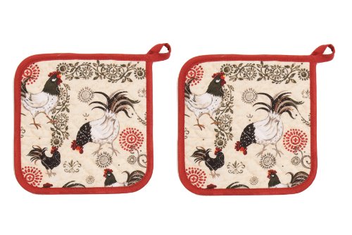 Now Designs Potholder, Rustic Rooster, Set of 2