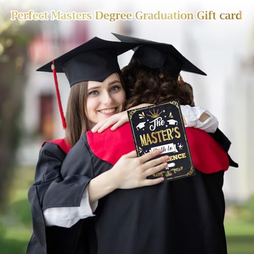 Image of FLYAB Masters Degree Graduation Gift - 5.5 inchx8 inch Masters Degree Graduation Card with Envelope Gold Foil Design Path to Excellence Inspirational Grad Card for Her Him Men Women Graduates