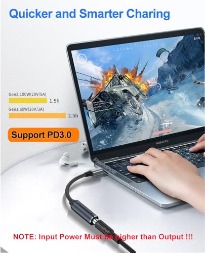 USB C to Barrel Tip Adapter, 45W 65W 100W PD Charging for Convert Lenov Thinkpad 7.9mm x 0.9mm Charger to Type C Power for Phones,Tablets,Laptops and Other USB C Devices, Input: DC15-20.5V