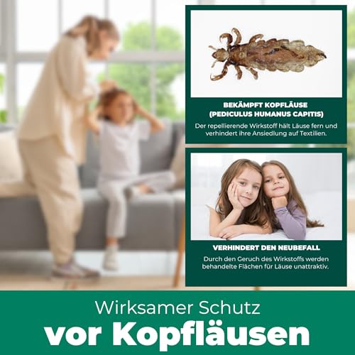 Silberkraft Läusespray für Textilien 500ml, Umgebungsspray gegen Läuse & Nissen, Textilspray mit Zitronenduft, Alternative zu Permethrin, Nachfüllpackung für Haushalt & Umgebung.