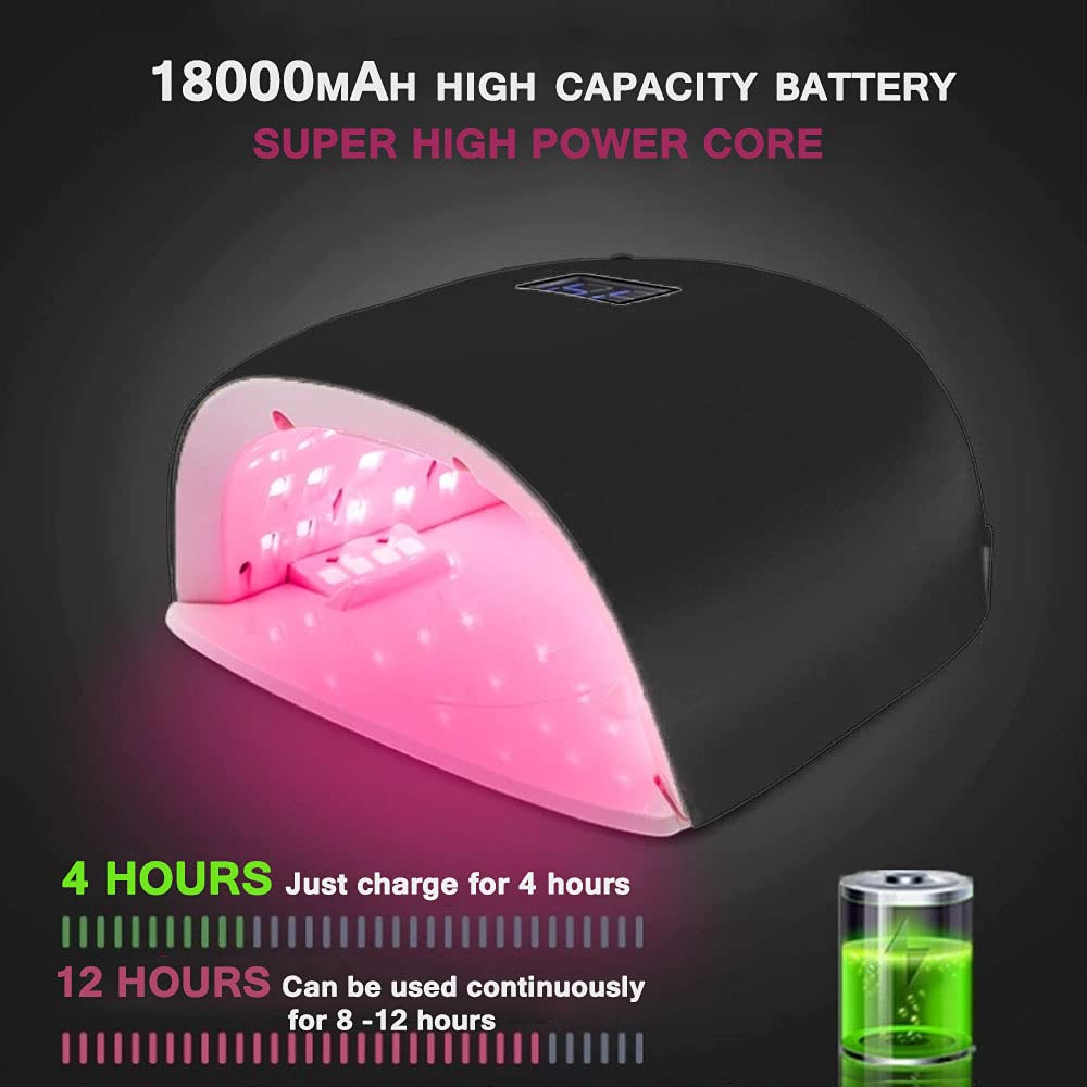Lampa do paznokci, 86W akumulatorowa bezprzewodowa suszarka do paznokci, 18000mAH bezprzewodowa szybka lampa utwardzająca lakier do paznokci, profesjonalne narzędzia do Manicure