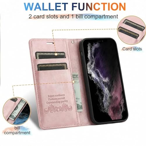 Kitroce Case for Samsung Galaxy S26 Plus（5G 2026 Released）, PU Leather Wallet case with 1 Tempered Glass Screen Protector，Card Holder Slots as Kickstand Protective Business flip Cover (Light Pink) — view 5