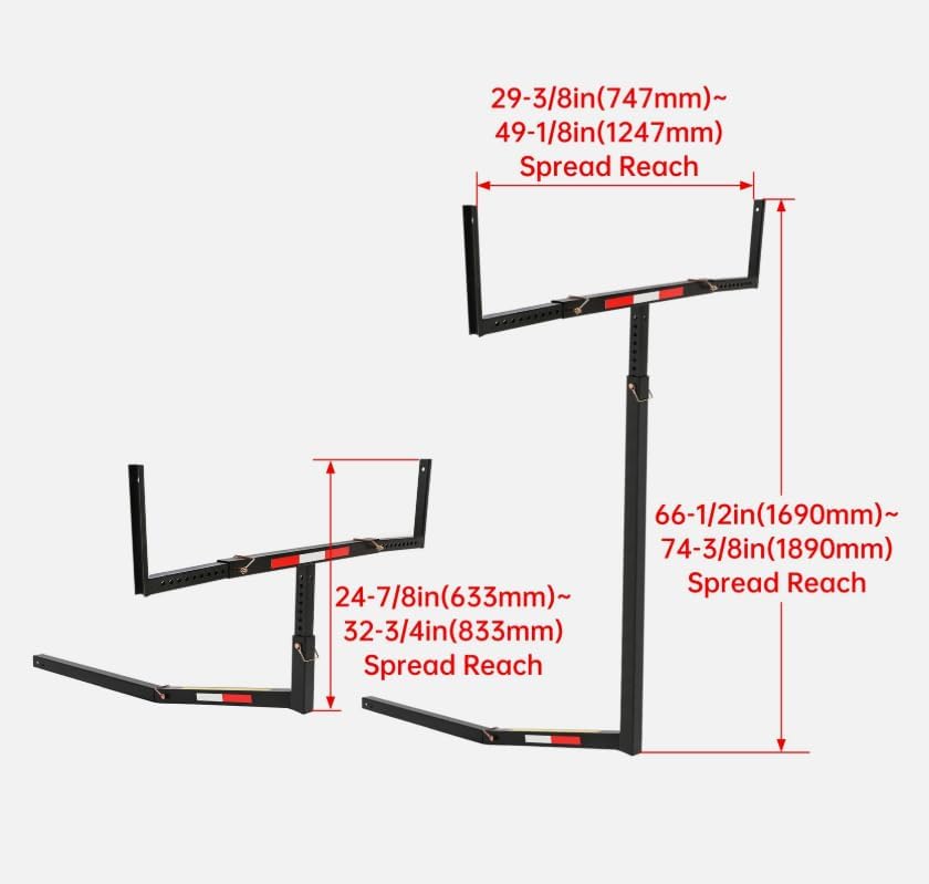 75" Truck Bed Hitch Extender Extension Rack Boat Kayak Canoe Lumber- 750LBS