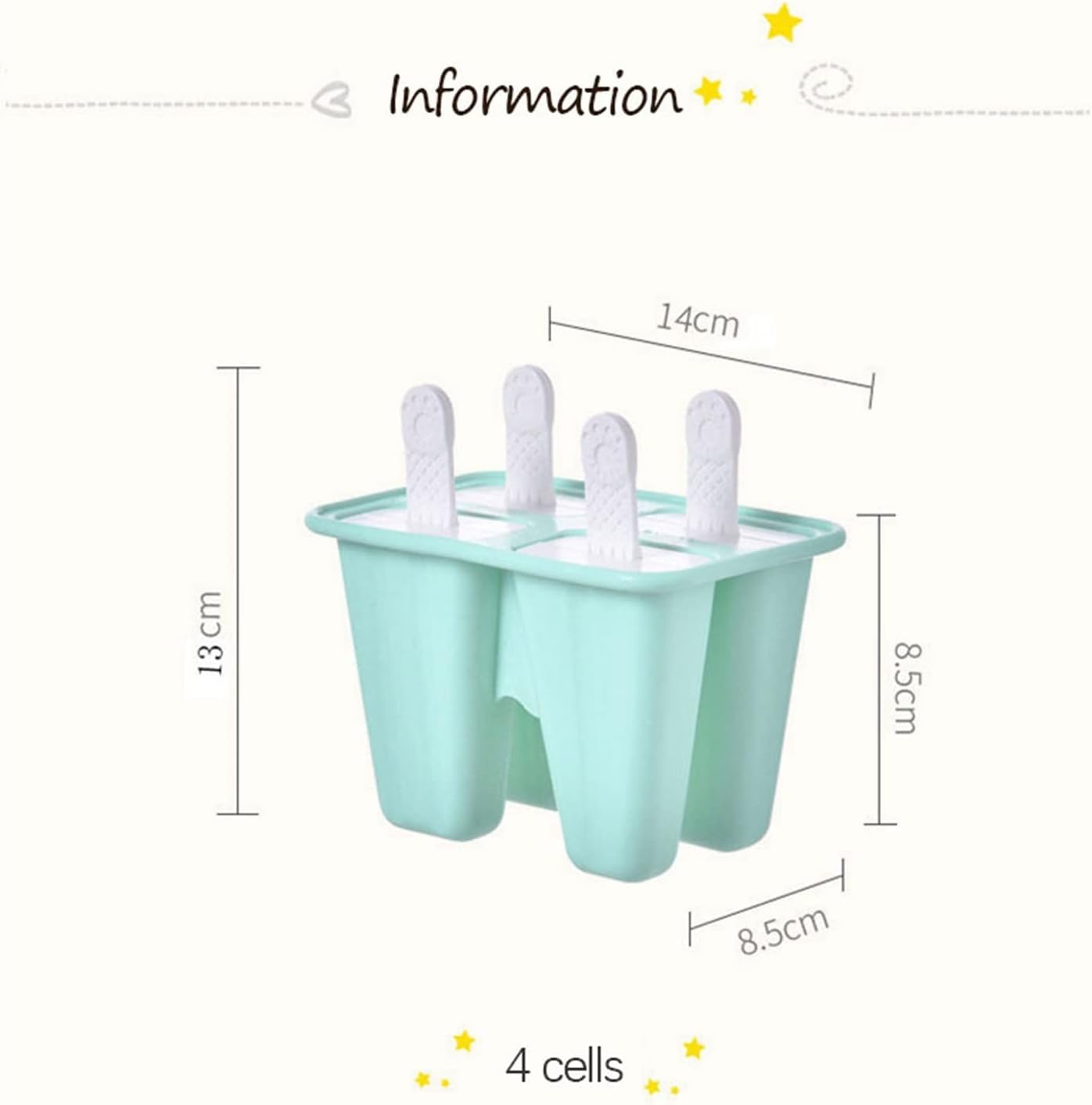 Ice Pop Molds 6/10 Cavity Silicone Popsicle Ice Cream Mold With Cover Pop Set DIY Homemade Fruit Juice Cube Tray Maker(Green)