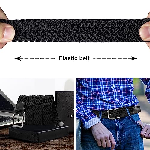 Image of DOOPAI Braided Stretch Belt for Men, Elastic Woven Belt, casual Fabric Golf Belt, 1 3 /8 inch for golf pants jeans, Gift Box