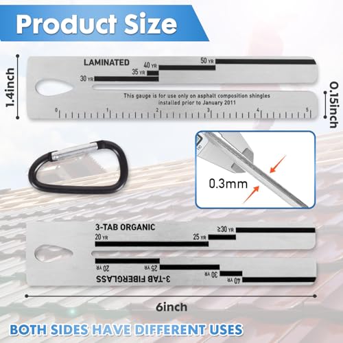 Laexepelle 4/09 Shingle Gauge - 5pack Measuring Tool for Roof Pitch and Tile Thickness with Carabiner Shingle Gauge Roofing for Measuring The Thickness of Roof Tiles