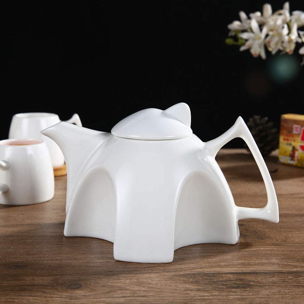 Nowoczesny ceramiczny zestaw do herbaty z drewnianą tacą - prosty czajniczek i filiżanki do herbaty do domu popołudniowej herbaty i kawy - elegancki prezent dla miłośników herbaty