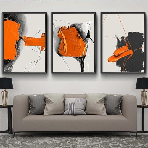 Toile orange abstraite moderne KEBIA pour réchauffer un salon épuré