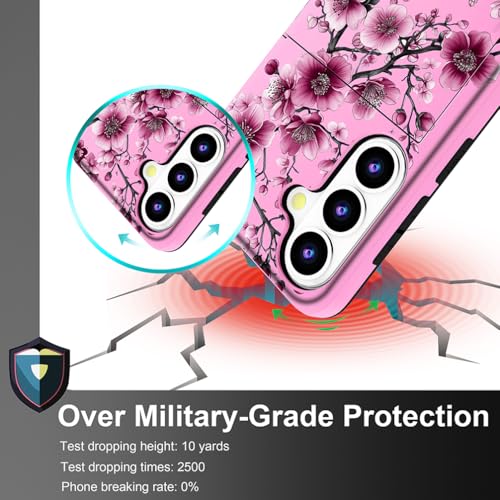 MUQR Compatible for Samsung Galaxy S26 Case with Card Holder Cute - Kawaii Design Military-Grade Drop Protection Rugged Wallet Cases for Women (Pink Cherry Flower Blossom) by MUQR - Used condition - Image 8