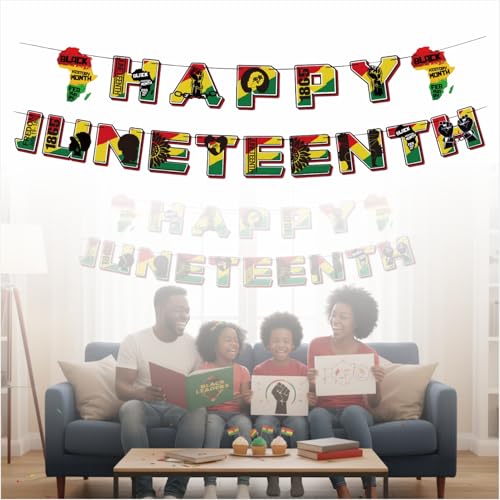Black History Month Banner – African American Freedom Celebration February BHM Party Pennant Bunting Decorations, Classroom Wall Door Fireplace Decor (B)
