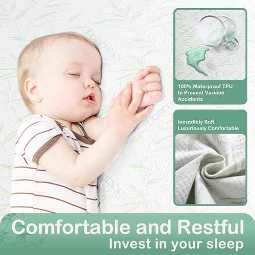 Protector de colchón impermeable individual de bambú refrescante para un sueño profundo 4