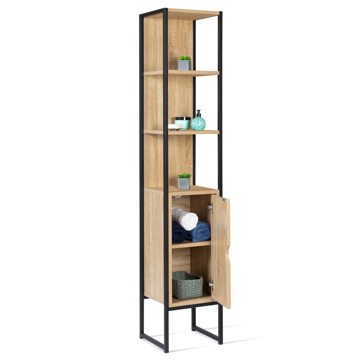 IDMarket - Mueble columna baño Detroit 1 puerta diseño industrial