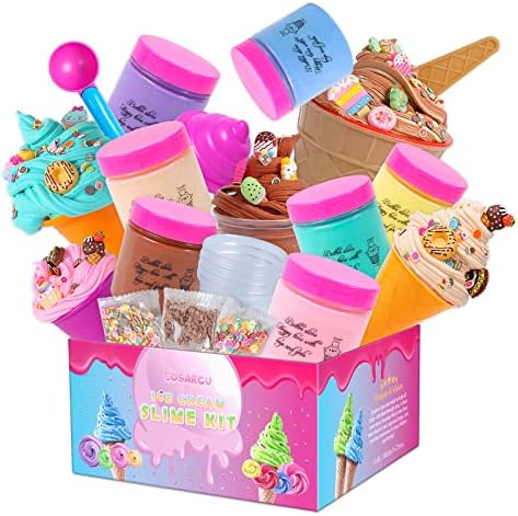 Eosarcu Butter Slime Kit for Girls, 7Pack Ice Cream Butter Slime Kit, Super Soft and Non-Sticky, Birthday Gifts Party Favors for Girls Boys