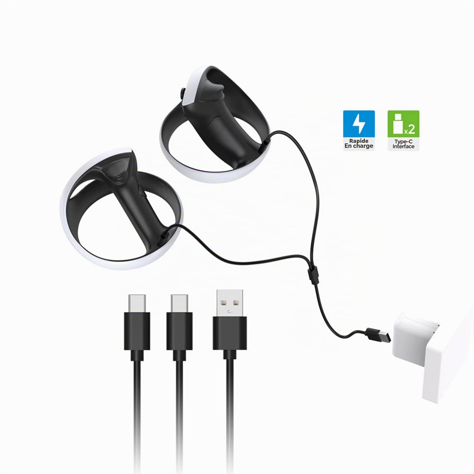 Labstandard Câble de charge USB, adapté pour manette PS5 Vr2 de jeu - Cordon de charge sans fil - Station d'accueil
