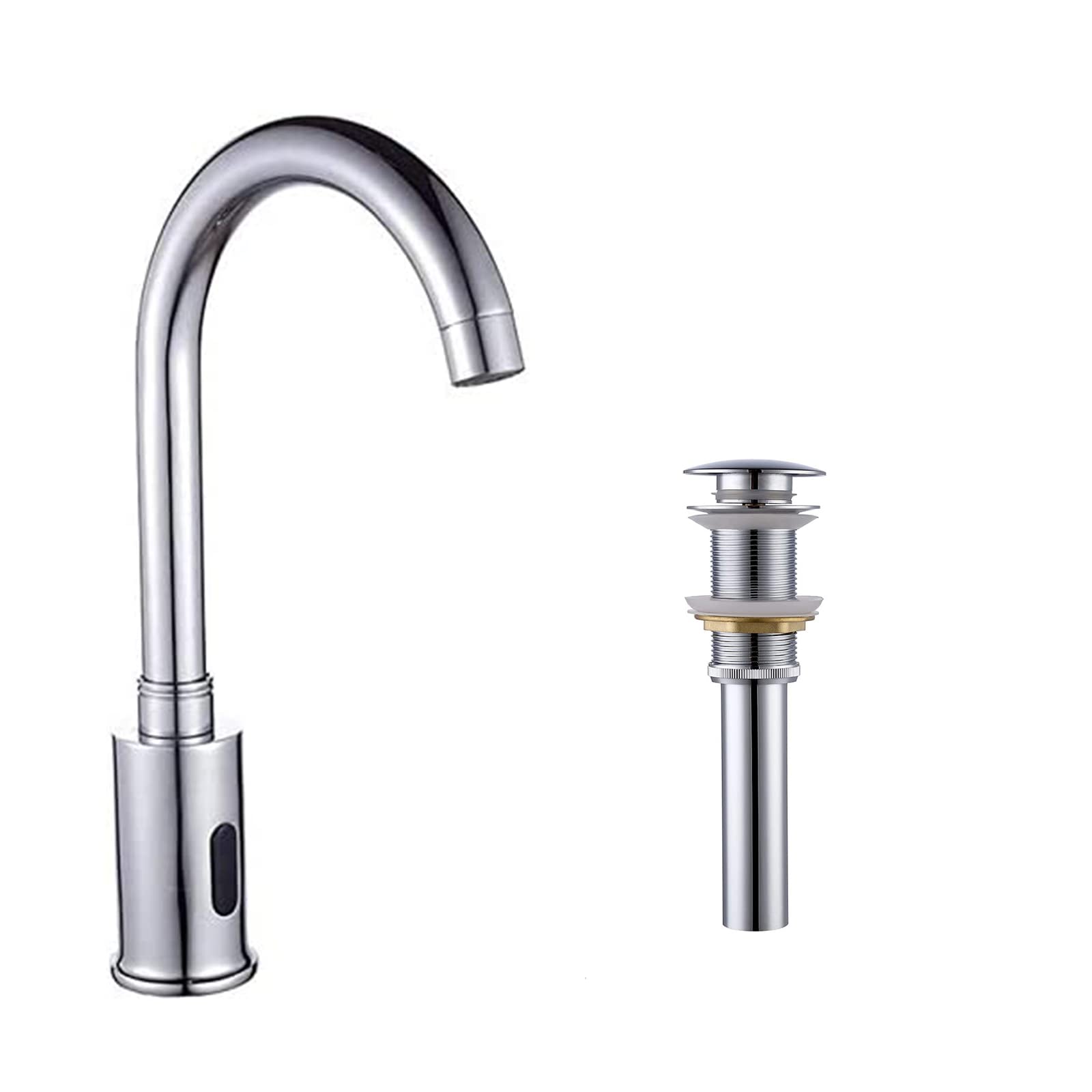 Nfusrxmbk Automatic Faucet Chrome Touchless Kitchen Faucet Touch- Bathroom Faucet Vessel Pop Up Sink Drain Without Overflow Chrome