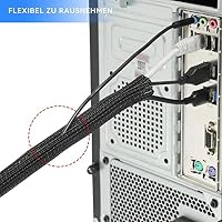 AGPTEK 3m Kabelschlauch, 12-20mm selbstschließend Kabelkanal, Flexibler gewebter Kabelmantel, Kabelmanagement für Schreibtisch, TV, Computer, PC, Kabelschutz für Hund, Katze, Schwarz – Ansicht 4