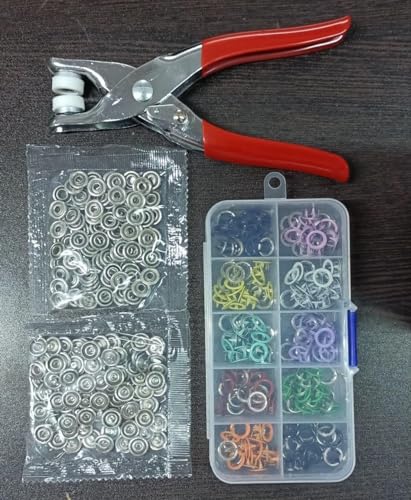 Image of TAWZIX Snap Buttons Kit - 100 Sets 9.5 mm Metal Snap Fasteners in 10 Colours with Hand Pliers Tool, Five‑Claw Copper Buckles for Sewing, DIY Crafts, Baby Clothes, Hats, Bibs & Rompers (Multicolour) - DIY Snap Fastener Kit, Metal Press‑Studs & Hand Pliers Set, Sewing Accessories, Craft Supplies