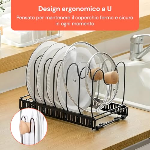 Organizer Portapentole Estensibile Da 30 A 58Cm Per Utensili Da Cucina - 4