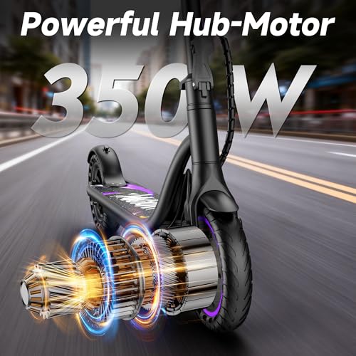 Image of VOLPAM Electric Scooter with 8.5 inch /10 inch Solid Tire, 350W /500W Powerful Motor & 19 /22 MPH Top Speed, 16-28 Miles Long Range, Folding E Scooter Choice