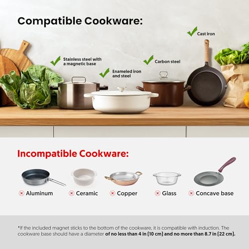 Image of 1800W Portable Induction Cooktop, 8 Inch Heating Plate, Touch Control