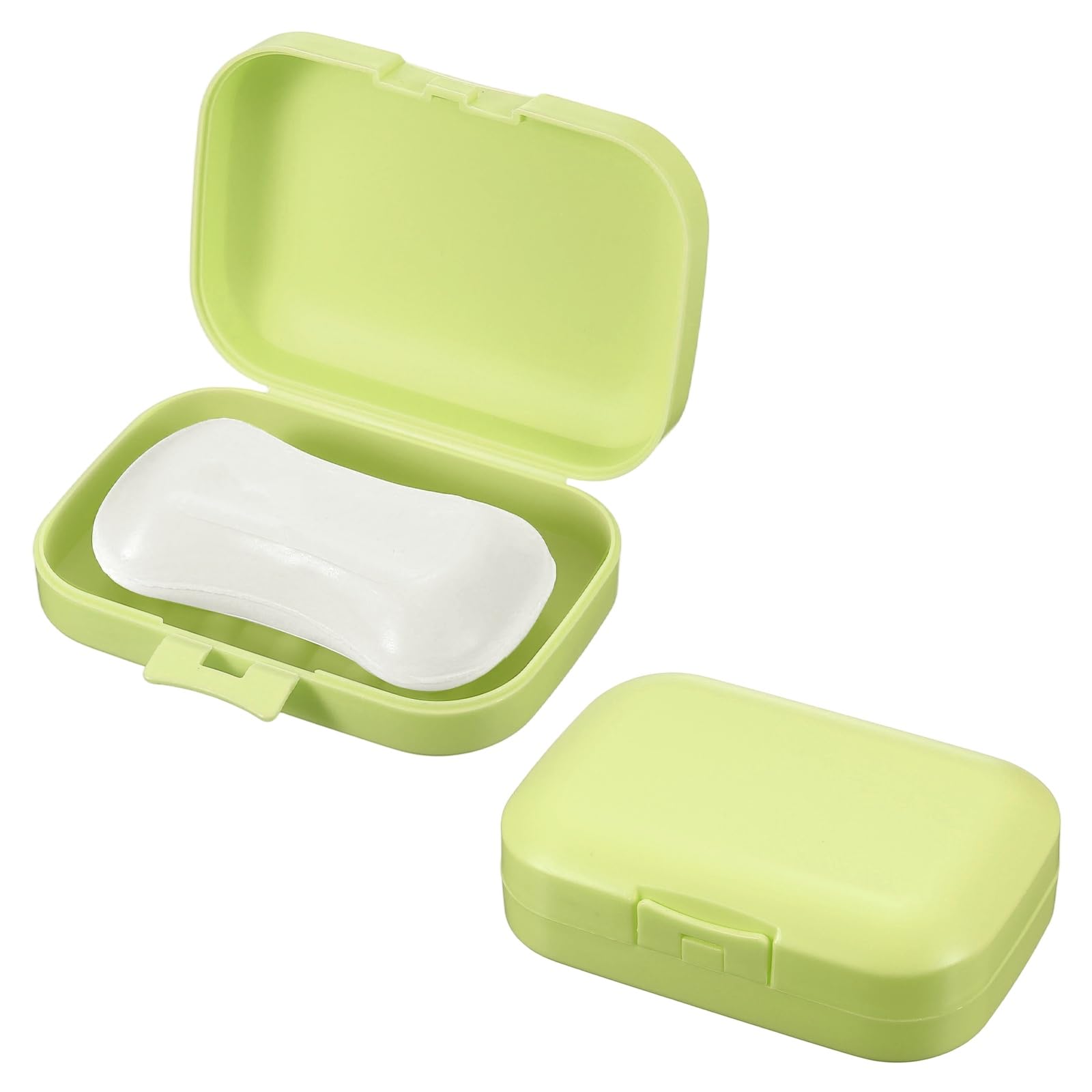 sourcing map 2 Pcs Travel Soap Case, Portable Travel Soap Box Waterproof Holder Case, Airtight Dish Container with Lid for Shower Bathroom Outdoor Home Gym Hiking (Rectangle, Green)