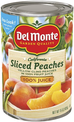 Del Monte Sliced Peaches Yellow Cling Peaches in 100% Real Fruit Juice from Concentrate, 15-Ounce (Pack of 6)
