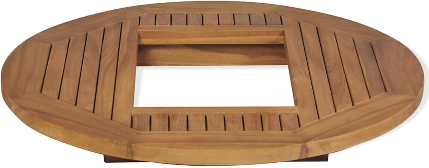 Table Top Brown Teak Hardwood Round Tabletop, Stackable Outdoor Beer Crate Table for Patio Balcony Garden Use