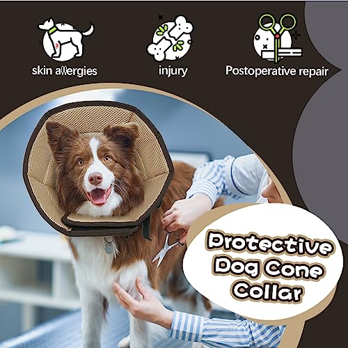 Kuoser Halskrause Hund, Bequem Leckschutz Hund,Schutzmaßnahmen Schutzkragen Hund, Einstellbar Hundekragen, Hunde Halskrause Leckschutz für Hunde, Vorbeugung von Biss- und Leckwunden,Braun S