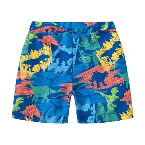 Boys Compression Swim Shorts Dinosaur Printed Camouflage Beach Sports Shorts Pull On Loose Fit Activewear Bottoms