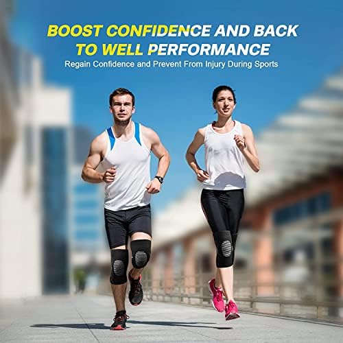 2 Pack Knee Brace, Knee Support for Women and Men, Breathable Anti-Slip Knee Compression Sleeve, Knee Brace for Arthritis, Joint Pain, Tendonitis, Meniscus Tear, Ligament Injury, Running (XL: 48-55cm)