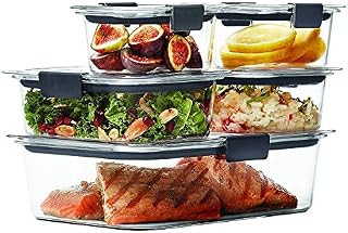 Rubbermaid Brilliance Food Storage Container, 10-Piece Set, 100% Leak-Proof, Plastic, Clear