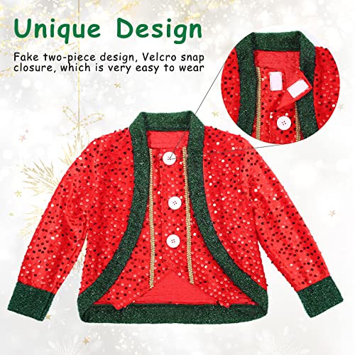 A Anleolife Christmas Elf Costume Set For Kids Boys Halloween Outfit Cosplay Suits With Sequins And Velcro Snap Button Accessories #TOP5