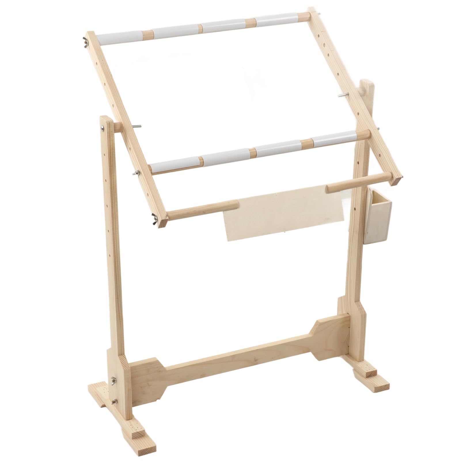 Support de broderie réglable en pin et PVC, Métier Grand Cadre de Broderie sur pied avec cadre à broder pour support de cadre de point de croix support pivotant 110 x 46 x 80 cm