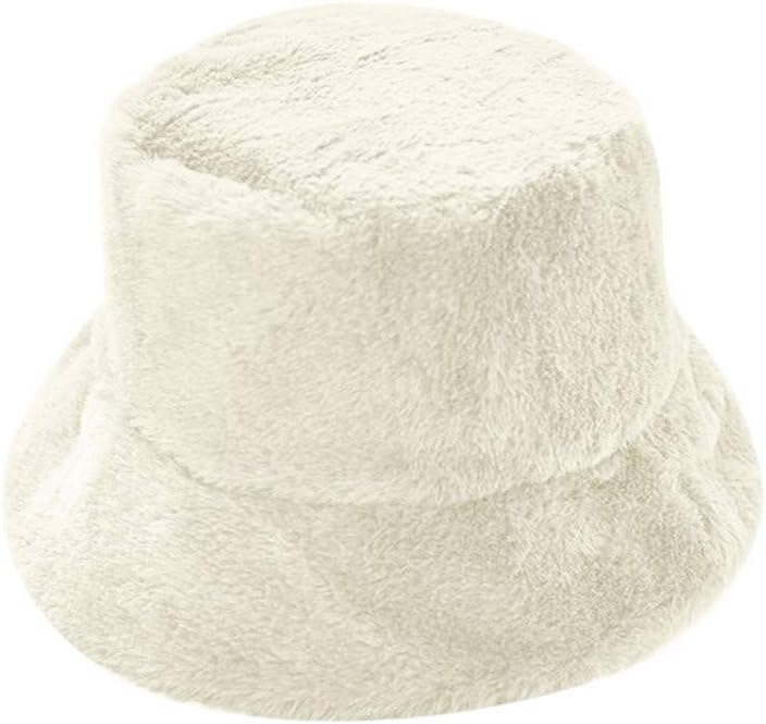 Lutos Women Winter Fur Bucket Hat Cute 