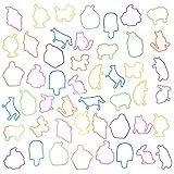 48pc Shaped Gummie Bracelets - Bulk Pack Bright Colored Shaped Rubberband Bracelets | Bracelet Rubber Bands Kit, Rubber Bracelets For Kids & Kids Party Favors, Colored Rubber Bands