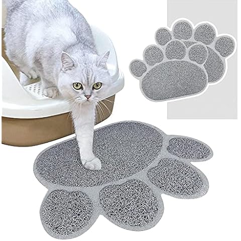 GOLDCHAMP Cat Litter Mat Two-Piece, 40*30cm Pet Food Mat, Cat Litter Tray Mat Washable, Non Slip Waterproof Feeding Tray Pads for Cats and Dogs Cover