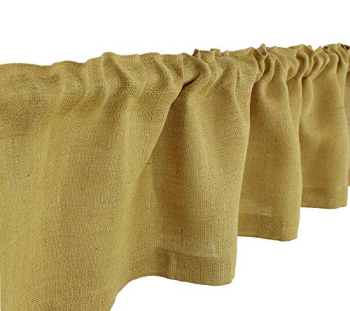 Cotton Craft -2 Piece 100% Jute Burlap Window Valance Set In Color Natural - Size 72 Inch By 16 Inch - Made From 100% Natural Jute #TOP4