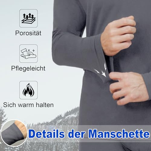 AKKQHH Ropa interior térmica para hombre, camiseta térmica de manga larga, camiseta térmica de esquí, ropa interior cálida, ropa interior funcional para invierno, gris oscuro, M - imagen 3