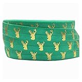 ASDFDG Weihnachtsband 10yards 15mm Gold-Deer Elk Printed Elastic Antlers FOE elastisches Band for Fertigkeit DIY Geschenkverpackung Kopfabnutzung Haarschmuck Für Geschenkverpackung, Partydekoration