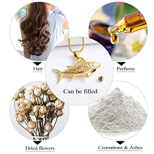 Imrsanl Cremation Jewelry For Ashes Fish Urns Necklace Memorial Keepsake Jewelry Ashes Pendant For Pets/Human (Gold) #TOP5