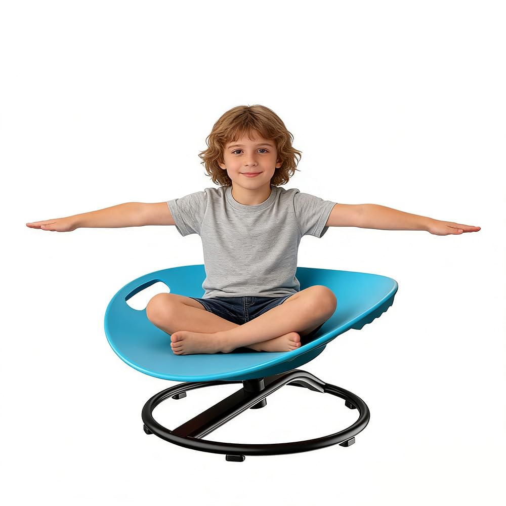 BEOSIOR Sensory Spinning Chair For Autism, 360° Swivel Kids Chair, Training Body Science Toy, Children's Spinning Seat for Sensory Balance Coordination (Blue)
