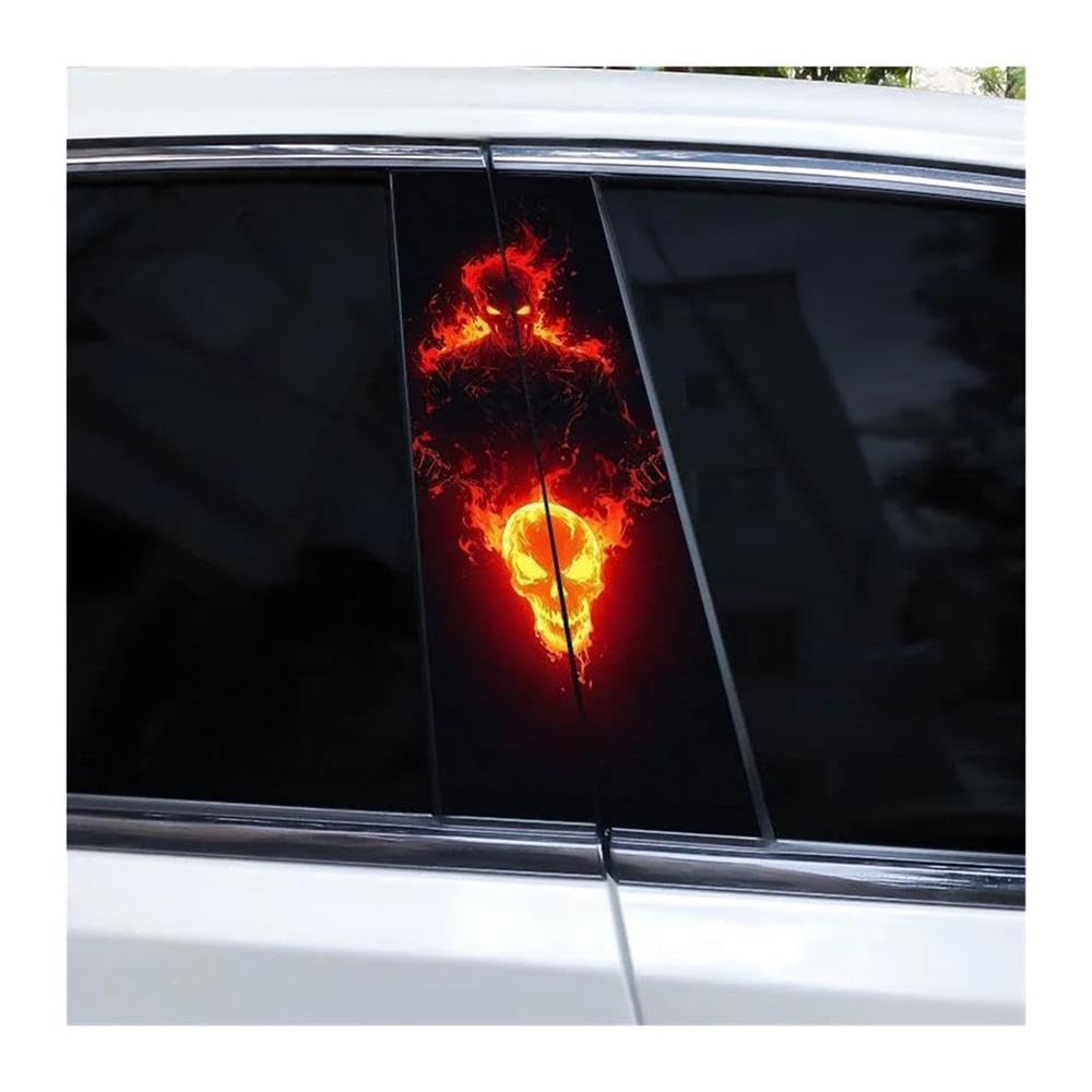 Decorative Items 2pcs Evil Skull Car Door Pillar Decoration Sticker DIY Cover Scratch Car Decal(G)