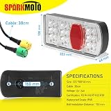 SPARKMOTO 2 szt. Tylne światła LED do przyczepy z 5-pinowym szybkim złączem bagnetowym, 7 funkcji, 12V 24V, uniwersalne tylne światła LED do przyczepy, ciężarówki, ciągnika, maszyn rolniczych