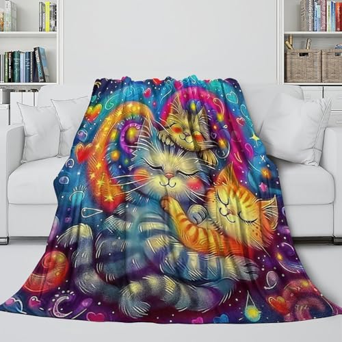 Couverture de lit en microfibre douce imprimée 3D chat 200x230 cm